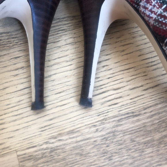 Plaid pump d’orsay pointed pointy toe stiletto dress buckle shoe vintage leather - Picture 9 of 14